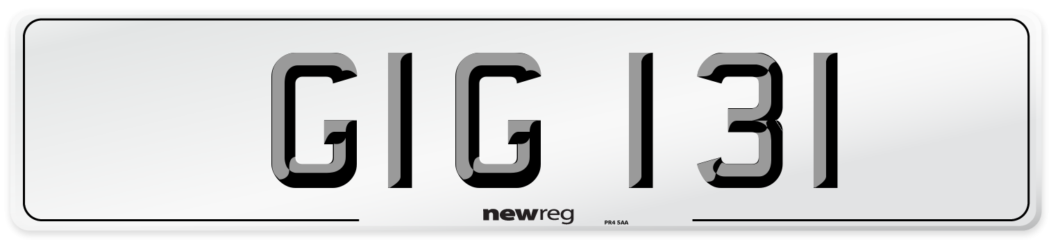 GIG 131 Number Plate from New Reg